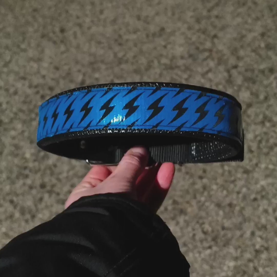GLO-TEX Lightning | Blue Reflective Dog Collar