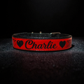 GLO-TEX LoveHeart Custom Name Reflective Dog Collar